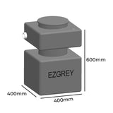 Dimensions diagram of an EZGREY grey water diverter, 600mm High, 400mm wide, 400mm long